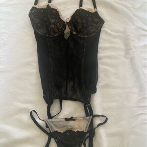 Victoria’s Secret Black Lace Corset Set